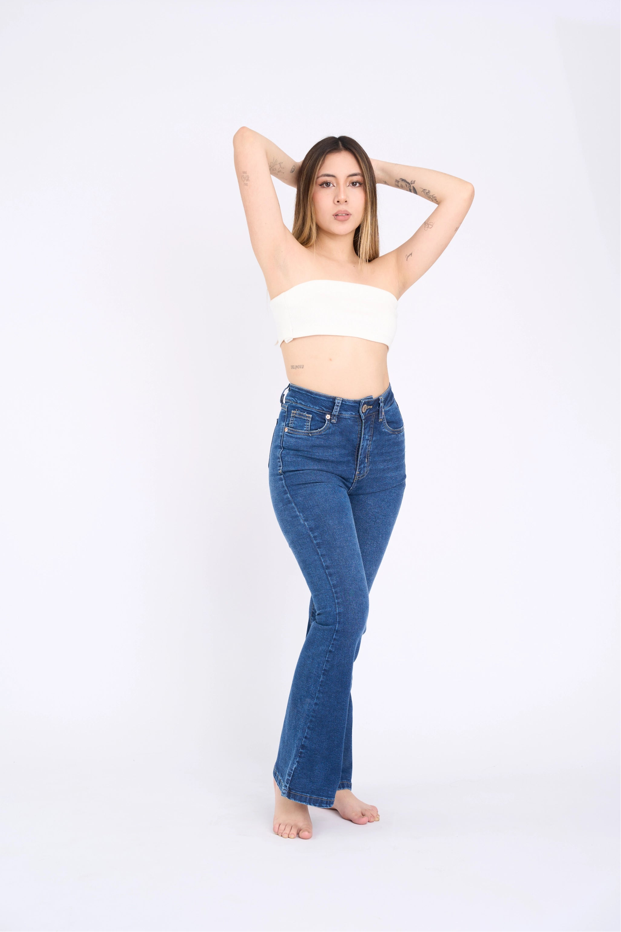 FLARE JEAN TIRO ALTO - AZUL