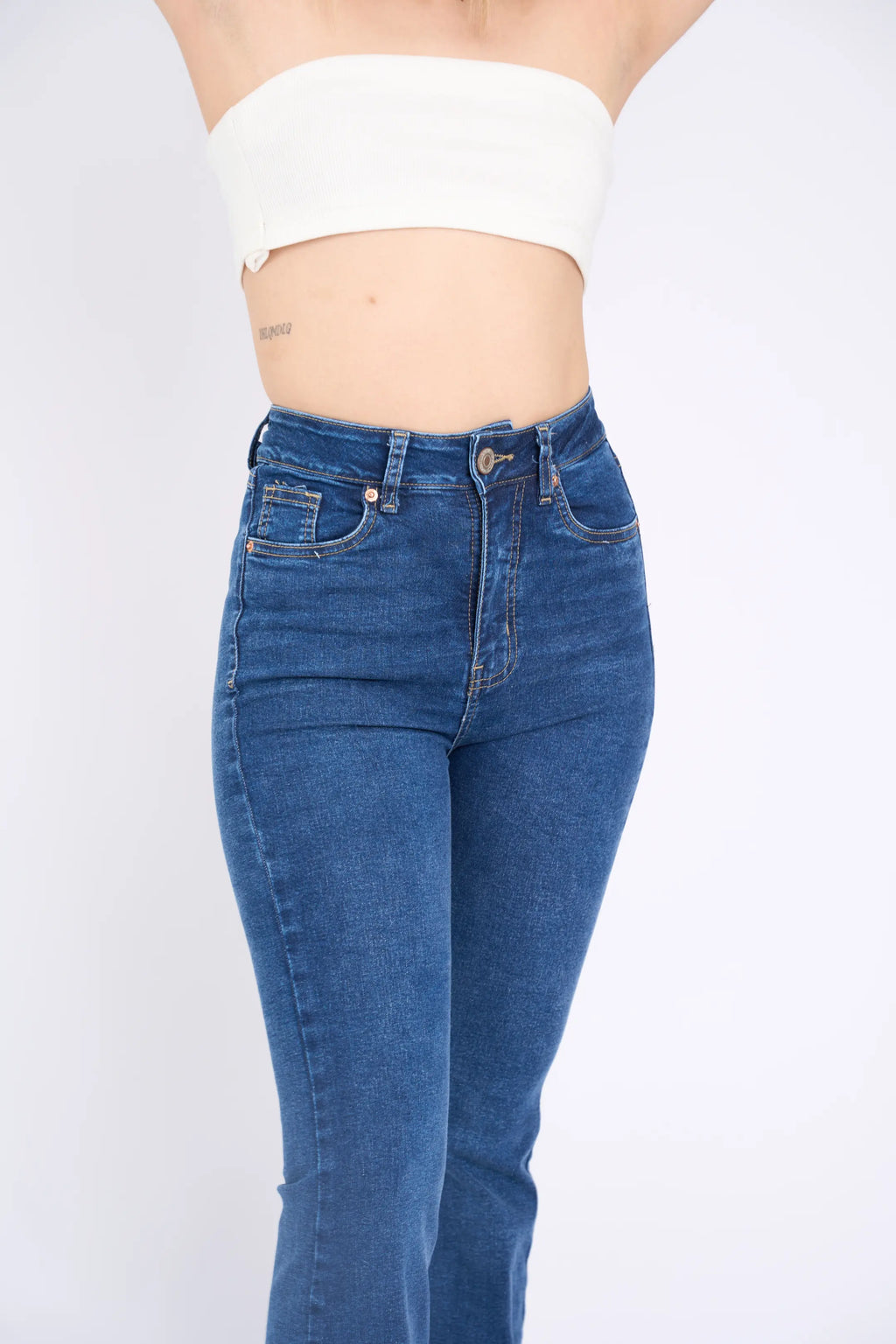 FLARE JEAN TIRO ALTO - AZUL