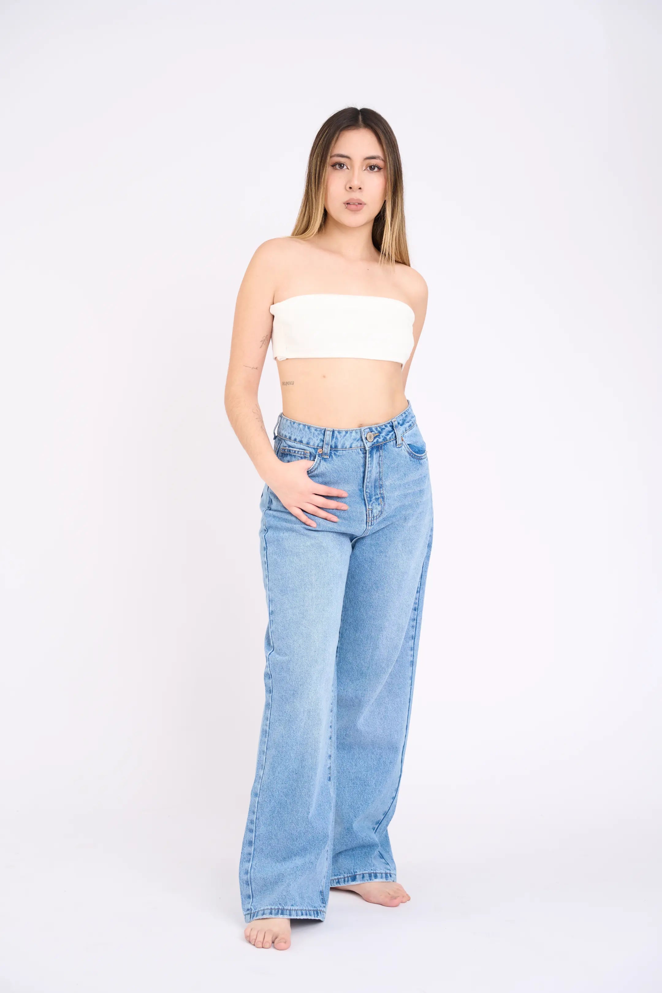 WIDE LEG RIGIDO - CELESTE INTERMEDIO