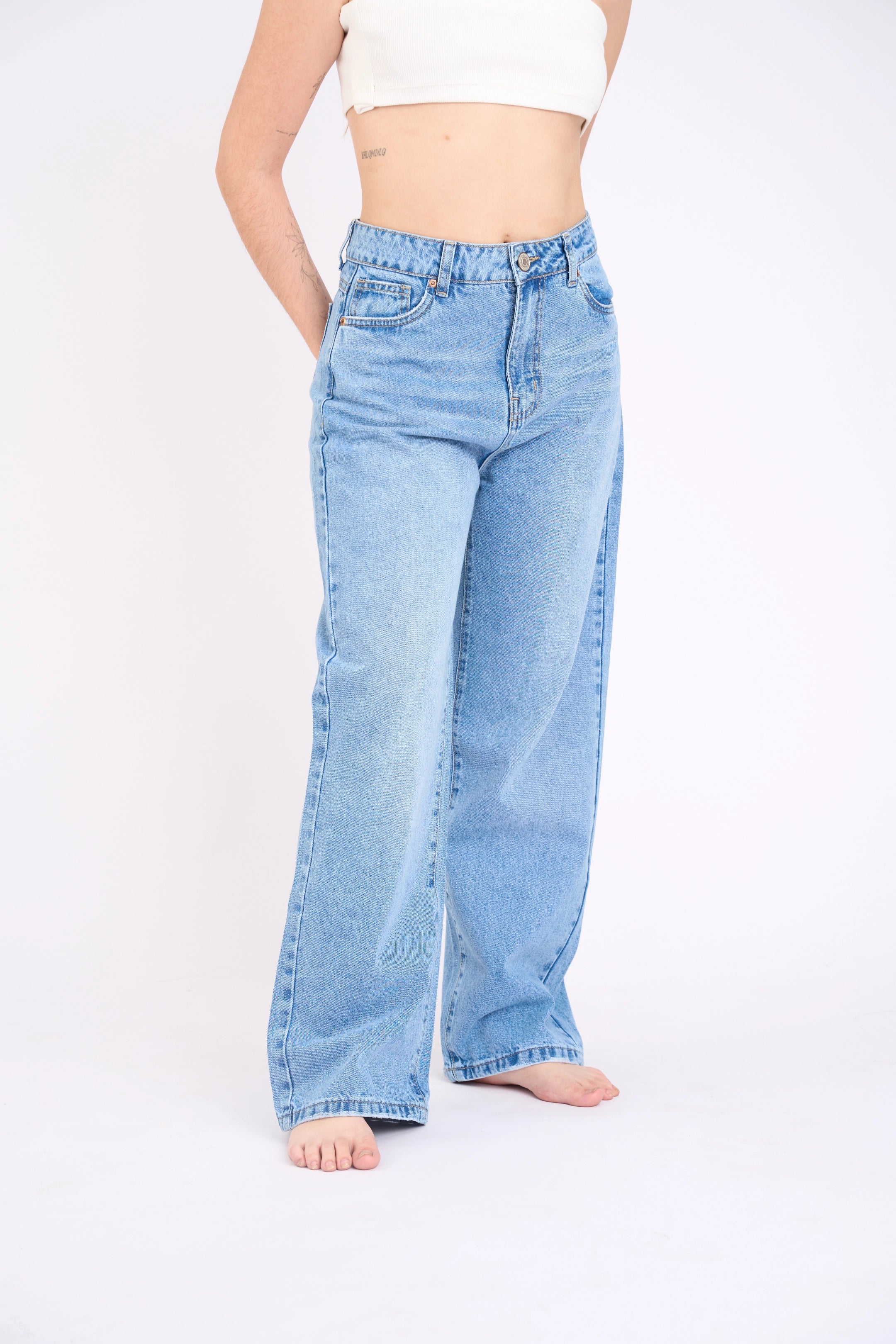 WIDE LEG RIGIDO - CELESTE INTERMEDIO