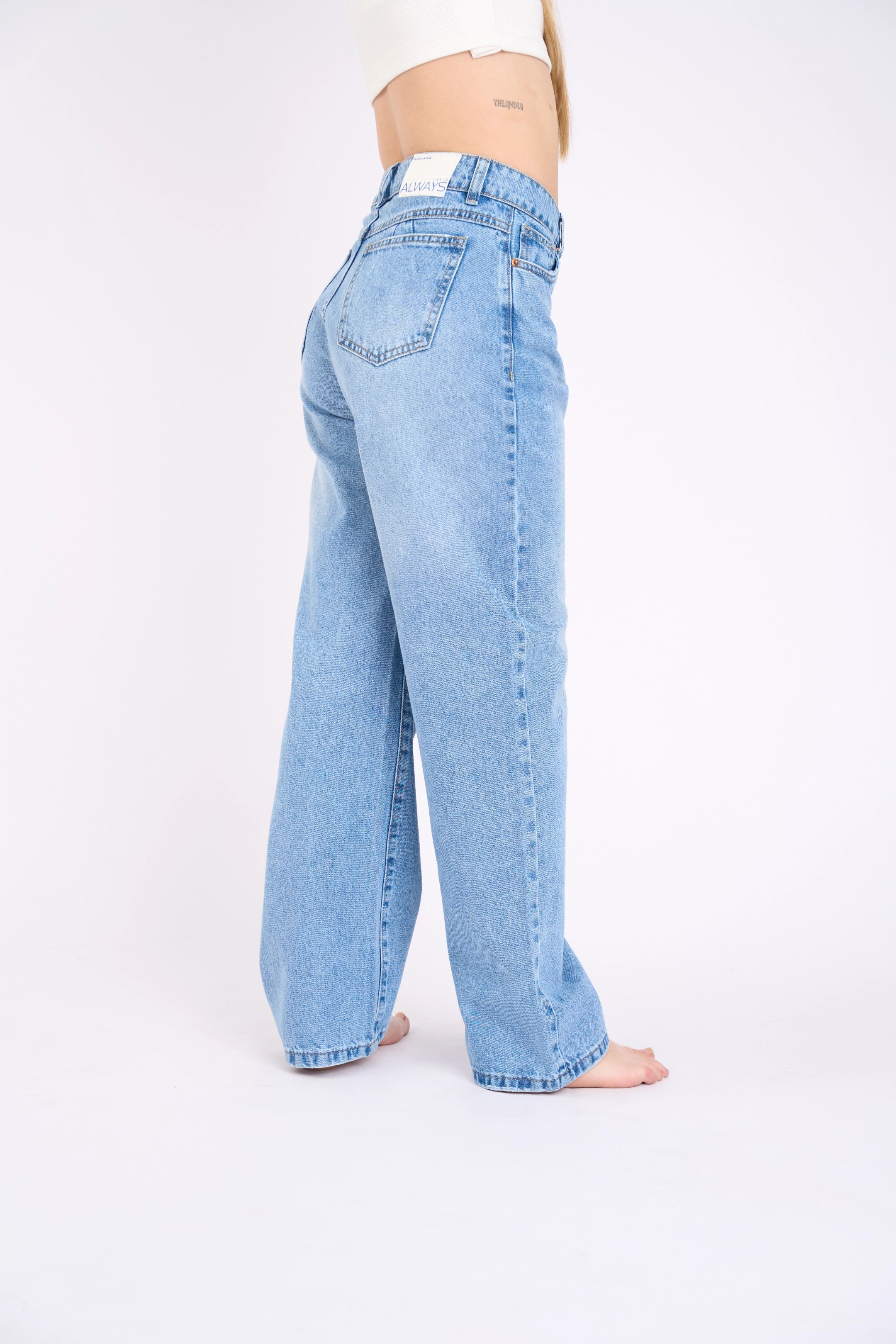 WIDE LEG RIGIDO - CELESTE INTERMEDIO