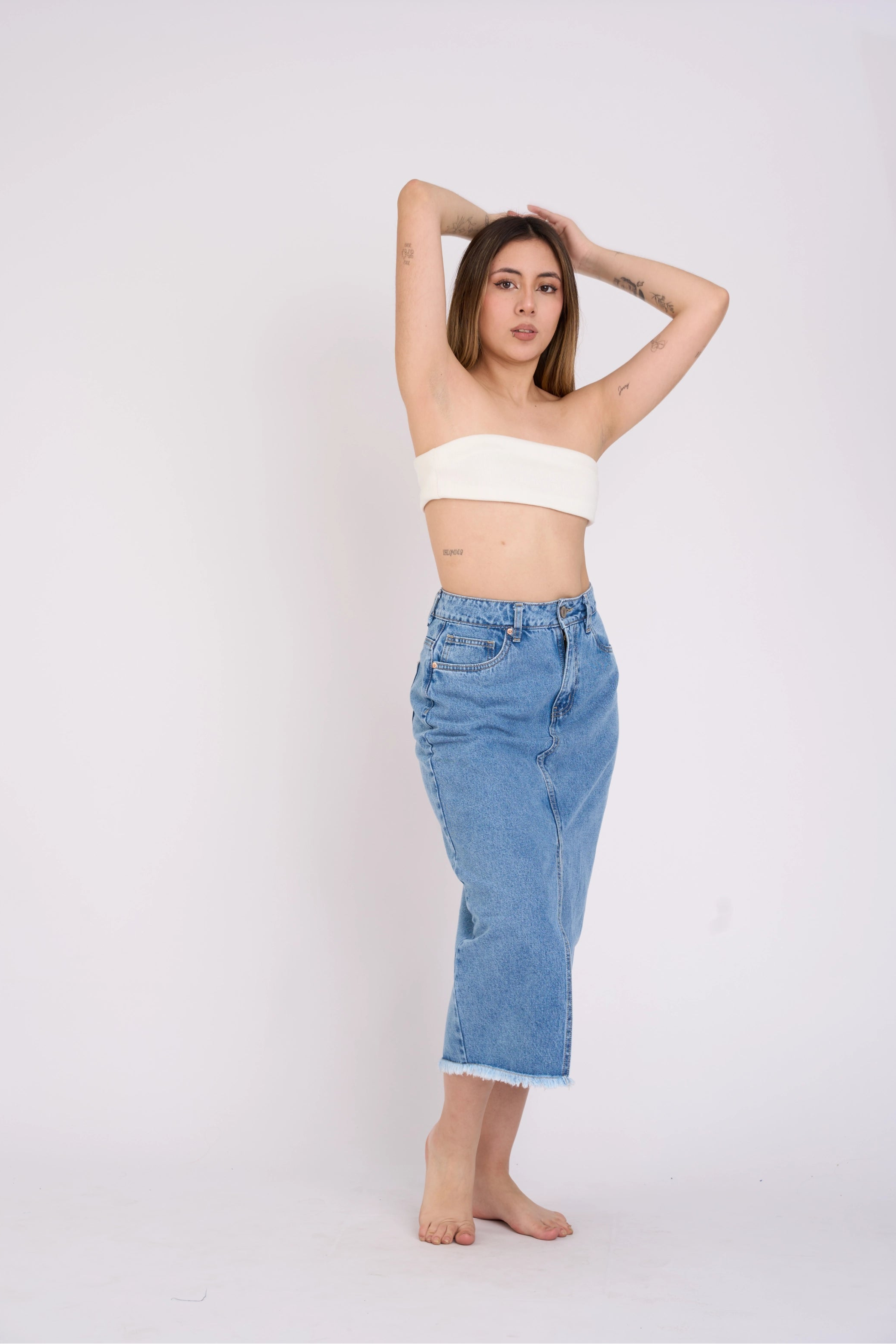 MAXIFALDA DENIM - CELESTE INTERMEDIO