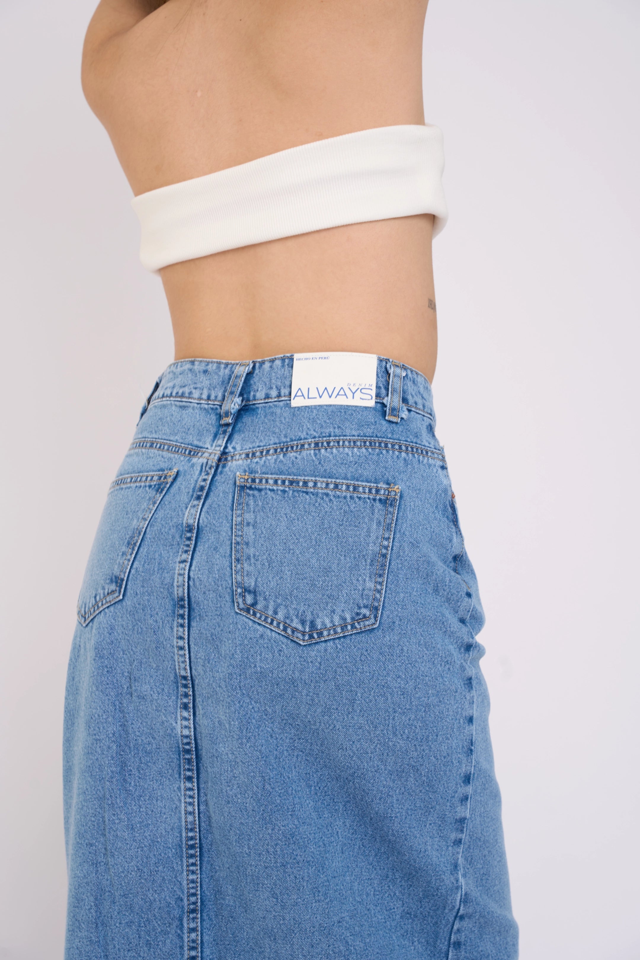 MAXIFALDA DENIM - CELESTE INTERMEDIO