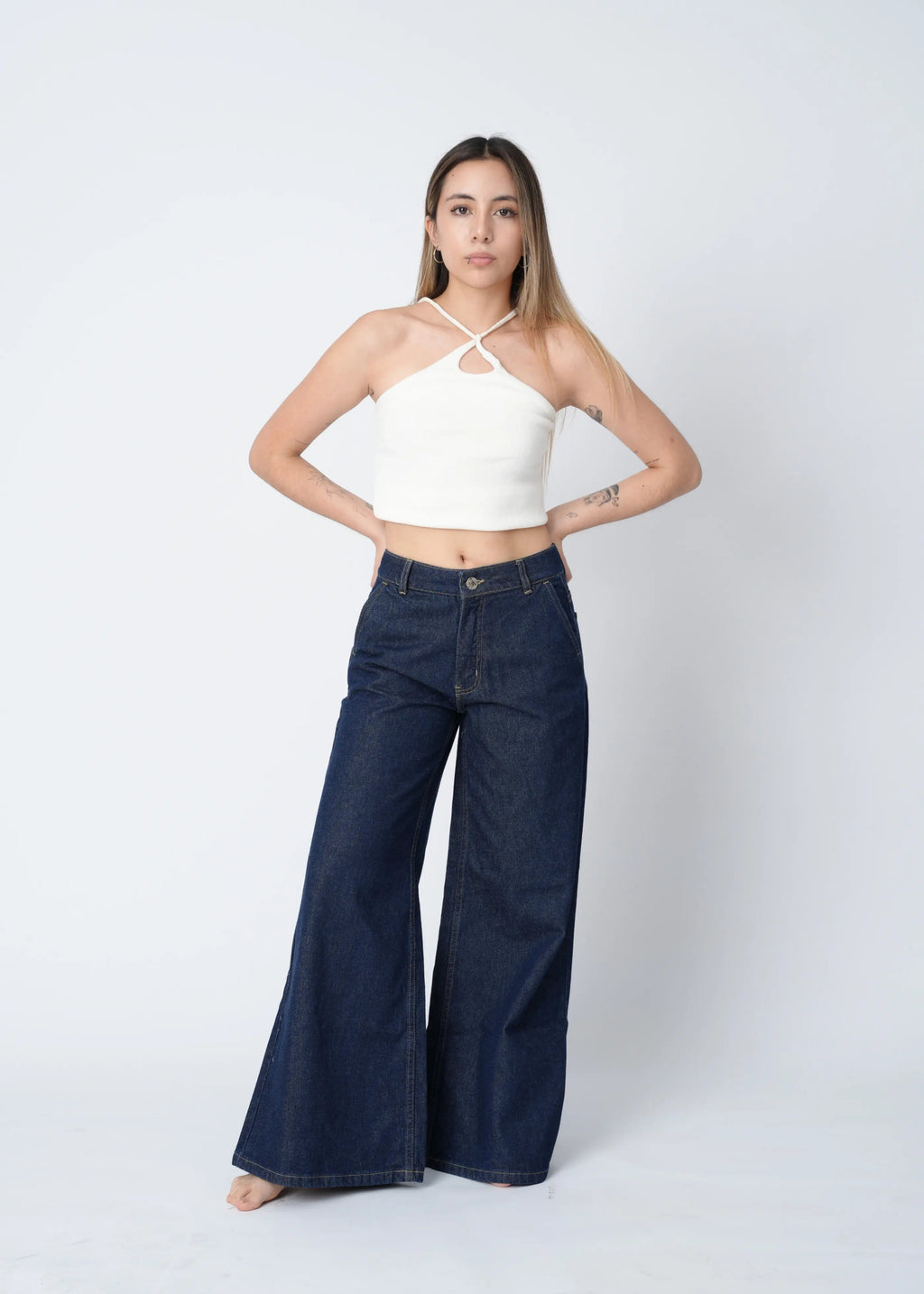 WIDE LEG PALAZZO - INDIGO