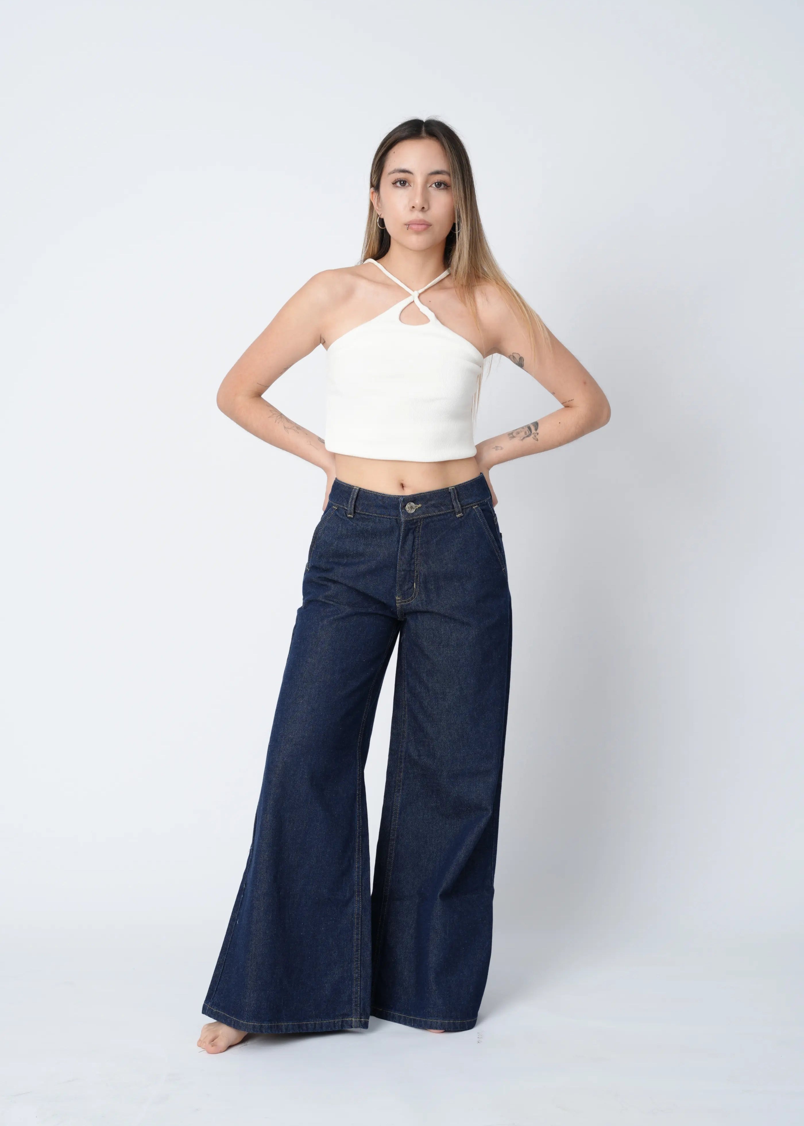 WIDE LEG PALAZZO - INDIGO