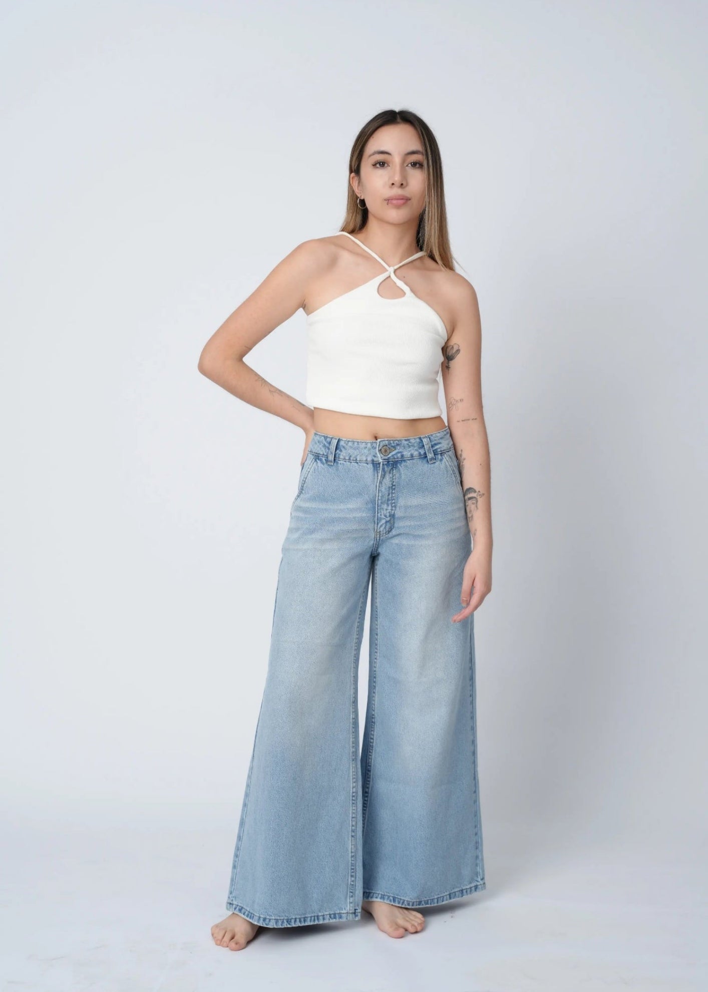 WIDE LEG PALAZZO - HIELO