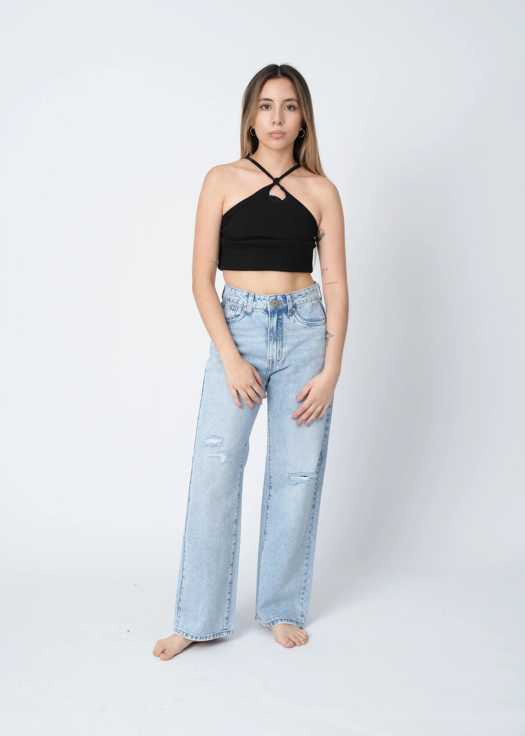WIDE LEG RASGADO - HIELO