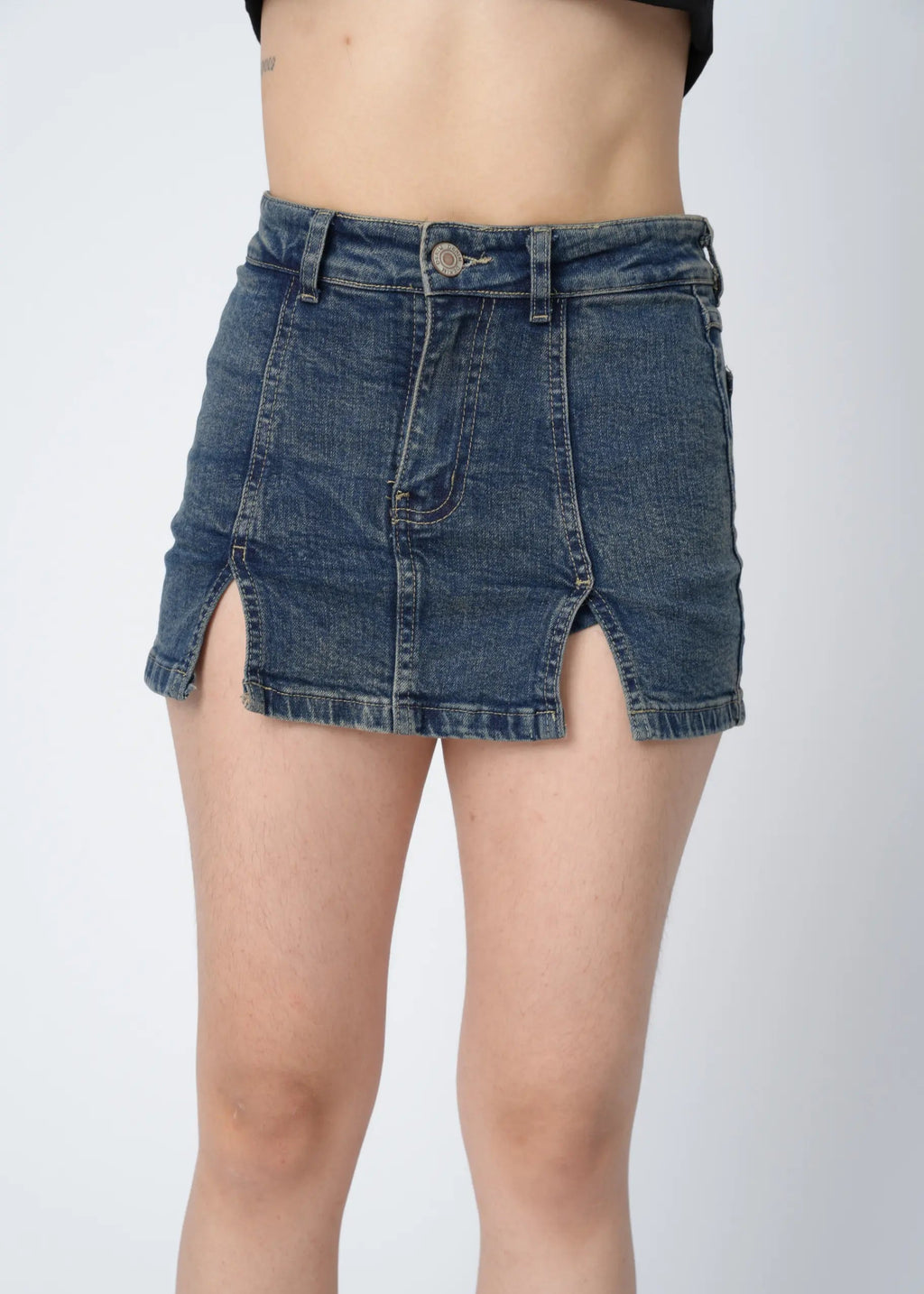MINI FALDA SEMI STRETCH - MADERA