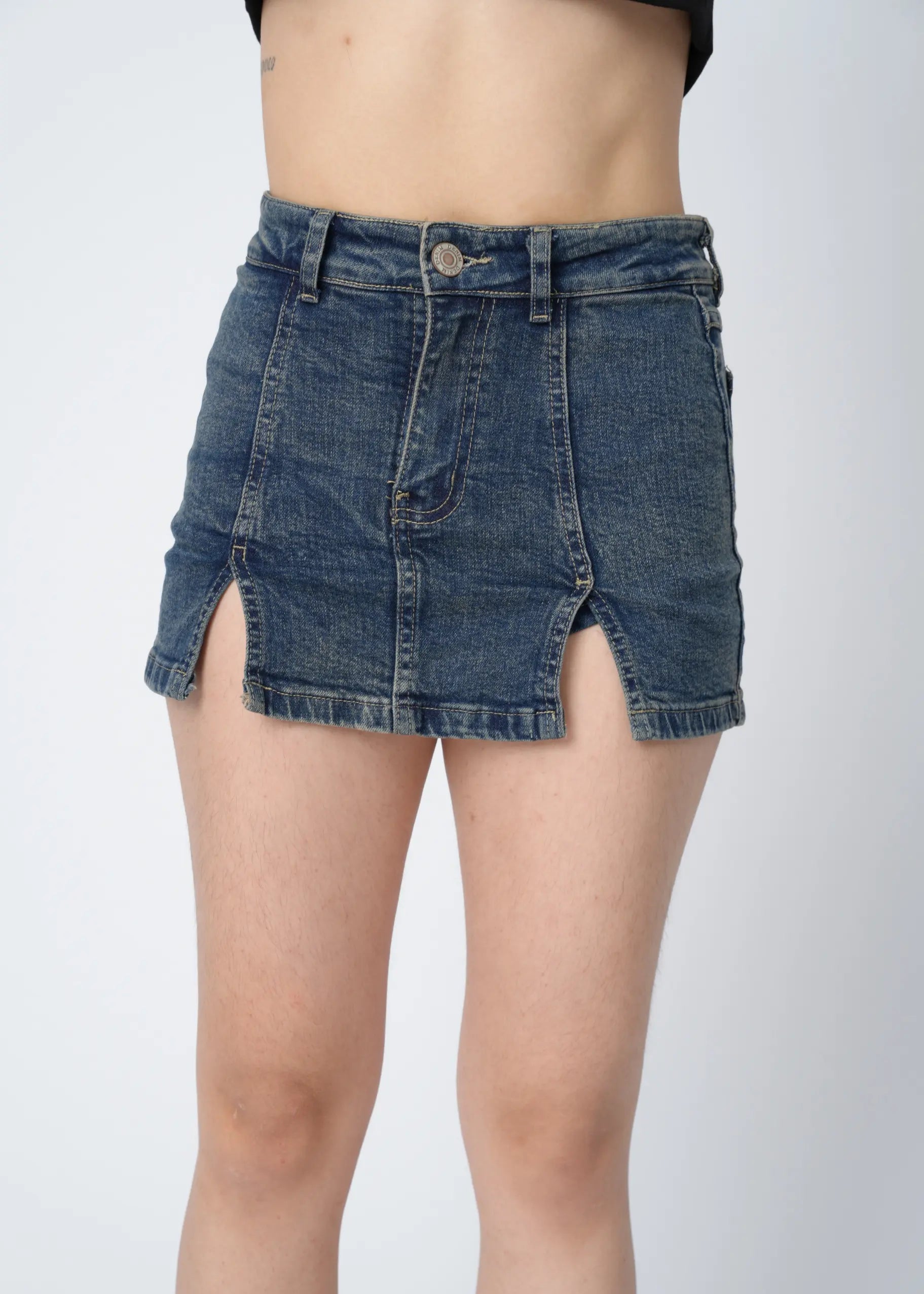 MINI FALDA SEMI STRETCH - MADERA