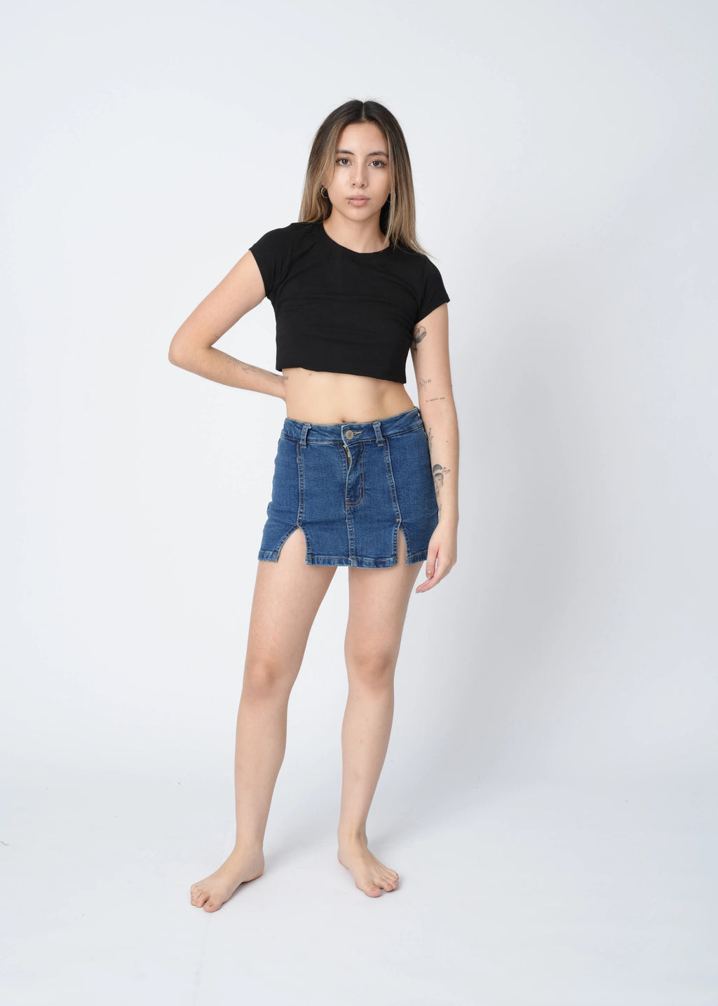 MINI FALDA SEMI STRETCH - AZUL