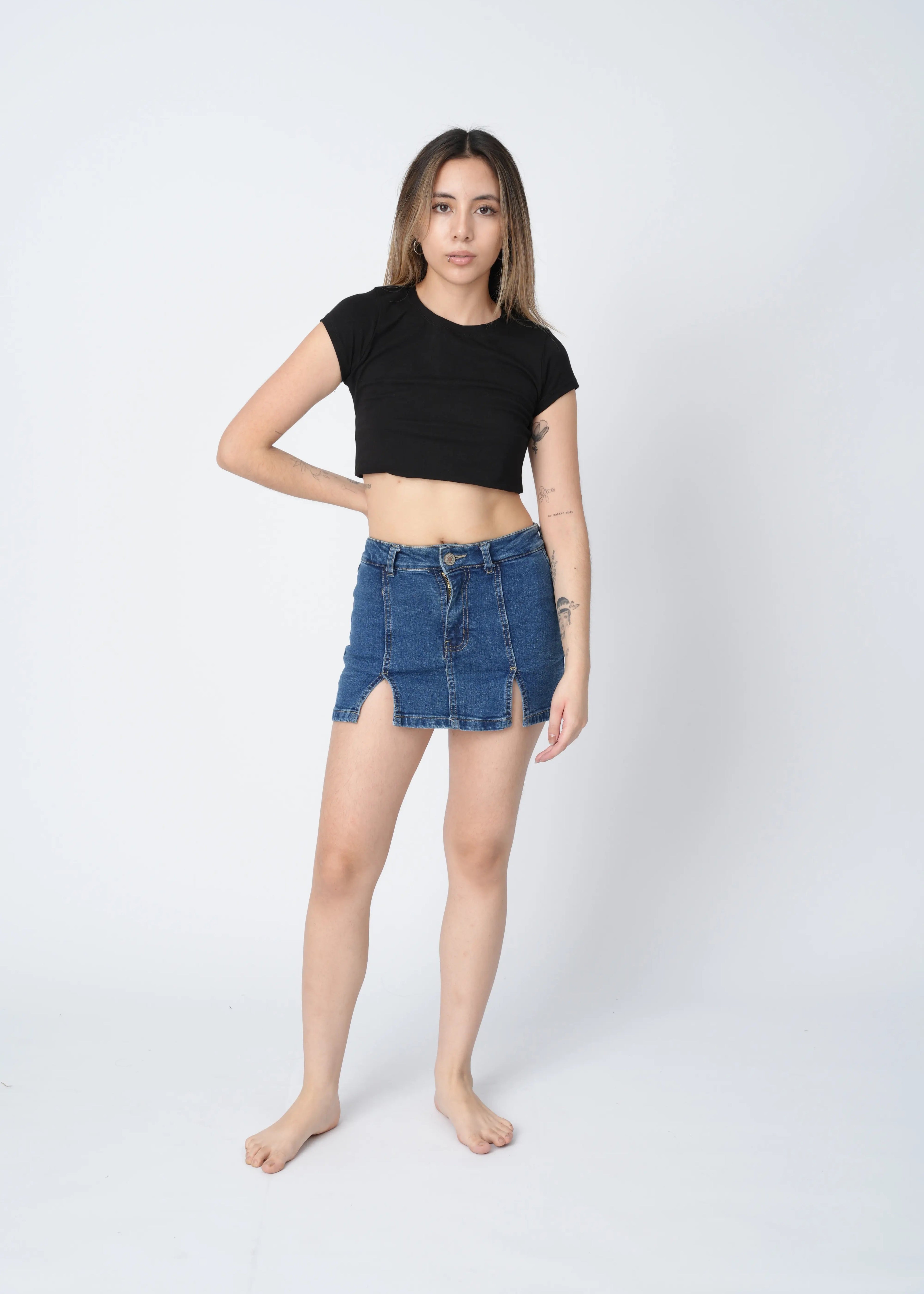 MINI FALDA SEMI STRETCH - AZUL
