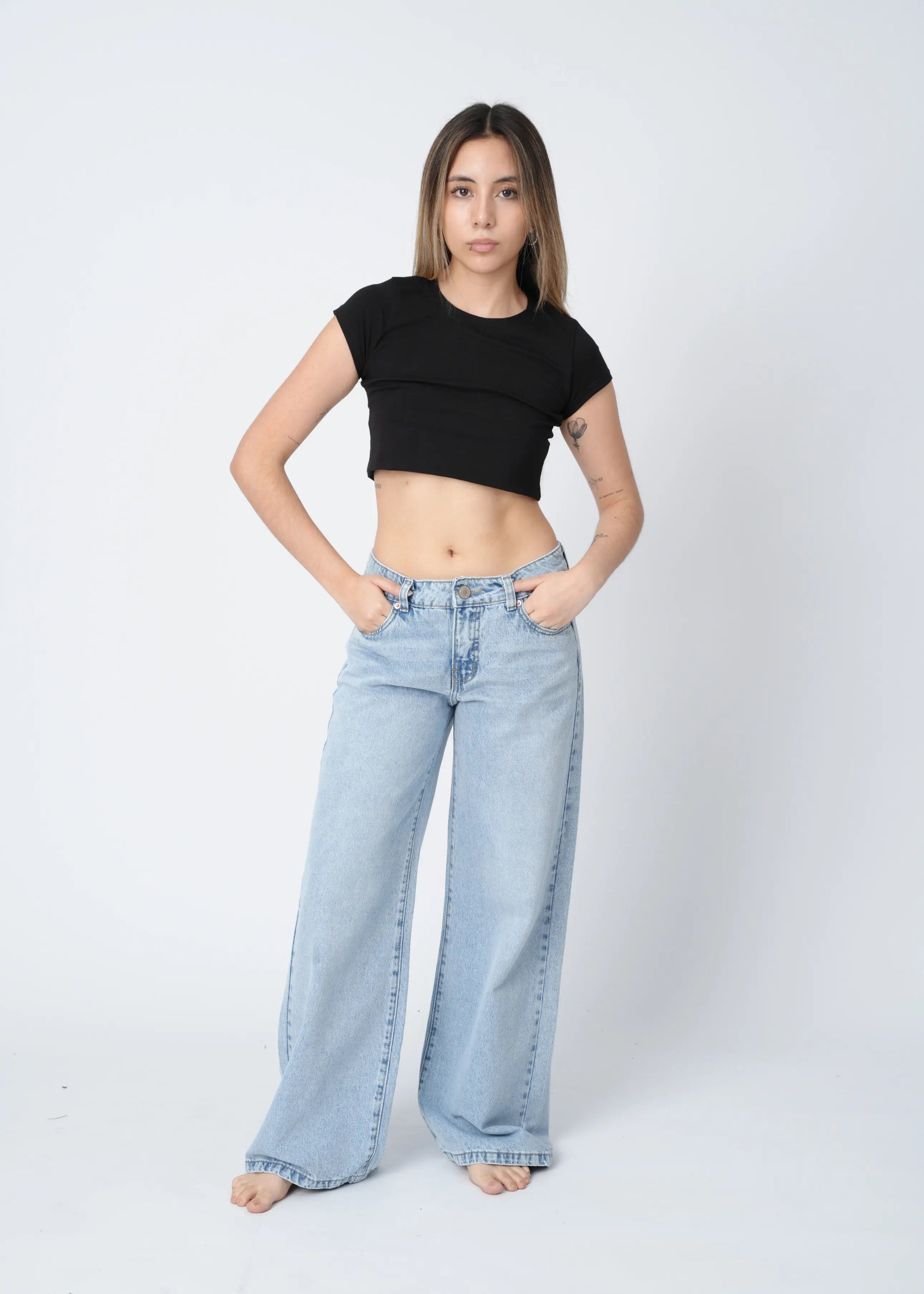 WIDE LEG JEAN LARGE - HIELO
